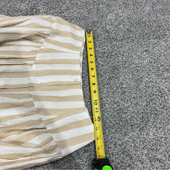 NWT Pomelo Beige Cream Striped Button Front Lined A Line Midi Skirt Cotton XL - Picture 9 of 10